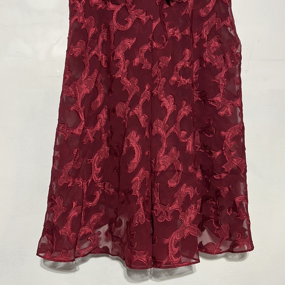 Victoria's Secret Vintage Gold Label Burgundy Babydoll Sheer Floral Chemise M - Picture 3 of 9